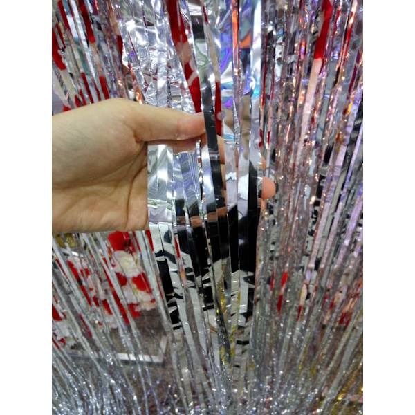 3,2 jalkaa x 9,8 jalkaa metallinen tinsel-foliohapsu verho juhliin