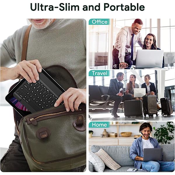 Ultratunn trådlöst Bluetooth-tangentbord med bakgrundsbelysning, universellt