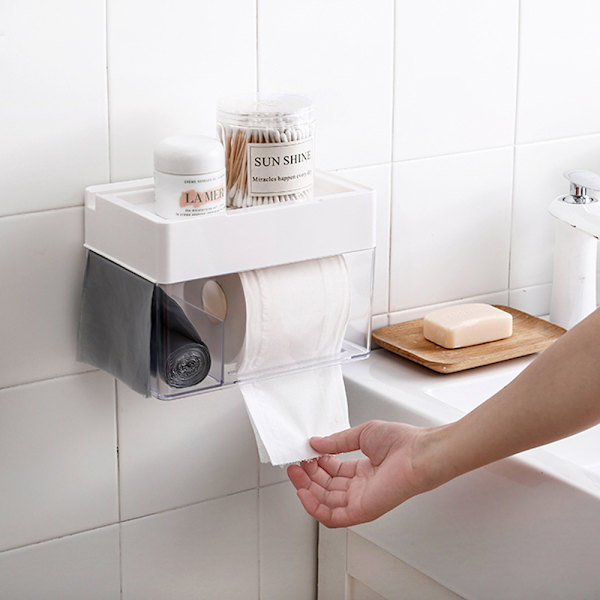 Serviettbeholder - Dispenser for spyleservietter - Veggmontert holder for toalettpapir og spyleservietter