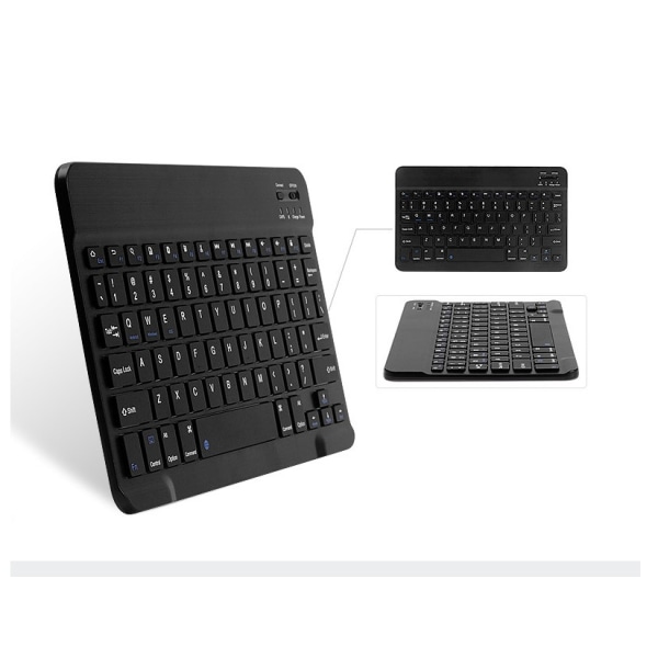 Bluetooth-tastatur, trådløst ladetastatur, egnet for alle typer nettbrett, med LED-bakgrunnsbelysning, svart 10 tommer