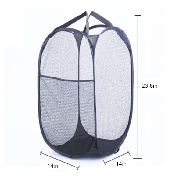 Stor kapasitet klesvask kurv polyester mesh sammenleggbar opp vaskeri kurv pose