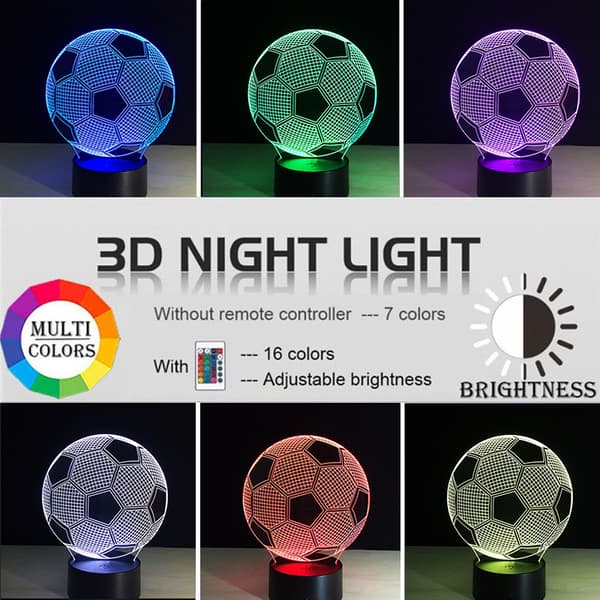 Fotball 3D Akryl Lysende USB Stereo Lysende Lampe