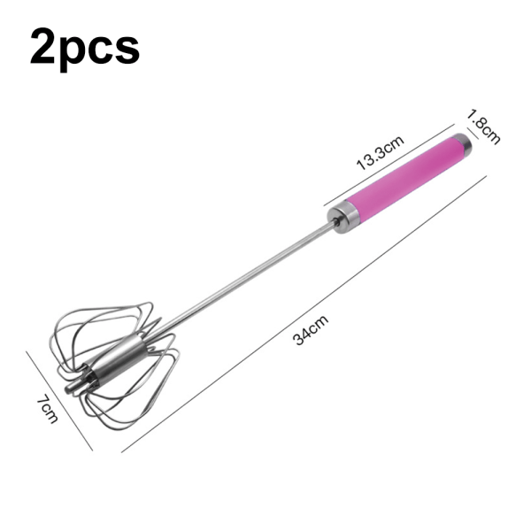Husholdningsartikler Tryk og Spin Piskeris - Sæt med 2 - Rustfrit stål