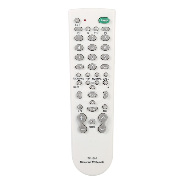 1 stk. Universal Intelligent TV-fjernbetjening TV-139F erstatningscontroller Hvid