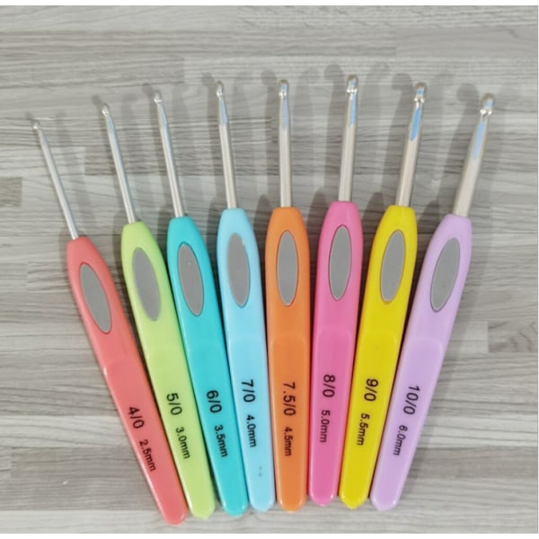 8 st virknålsset, stort handtag ergonomiskt grepp aluminium smoooth