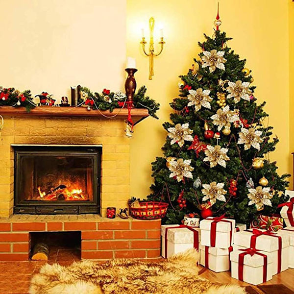 12 stk. DIY juletræ vedhæng juleblomster