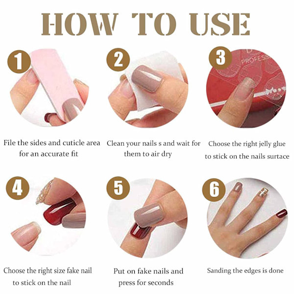 SVART Press on Nails French Press on Nails Medium -24 (Stil 1)