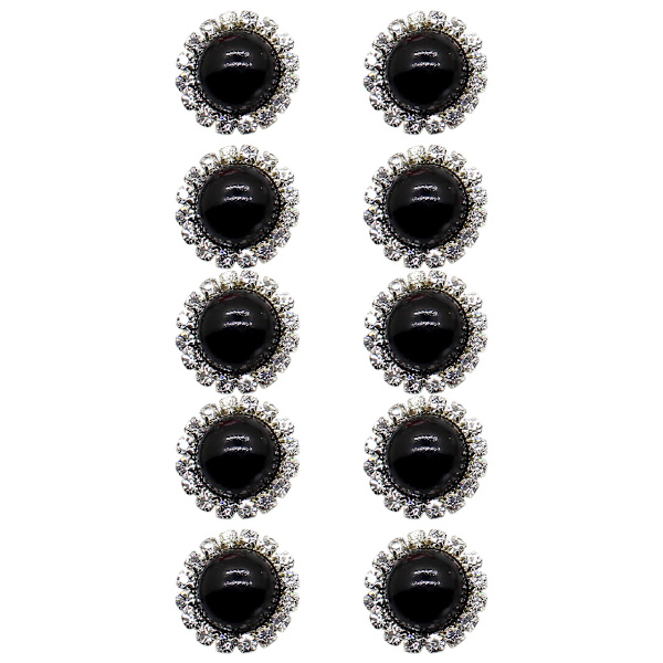 10 stk. 20mm DIY  halvrunde perleperler Scrapbooking-dekoration flad bagside (sort)