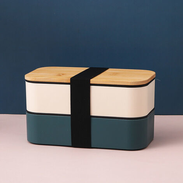 Lunsjboks - Bento Lunsjboks Alt-i-ett, Matboks med Bestikk og Sausbeholdere - Bentoboks for Salater, Snacks, Lunsjboksrom med Tilbehør, Ideell Måltidsforberedelse - Svart