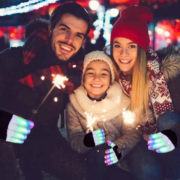 3 par LED-handskar för barn Tonåringar Män Damer, Neon Light Up Rave