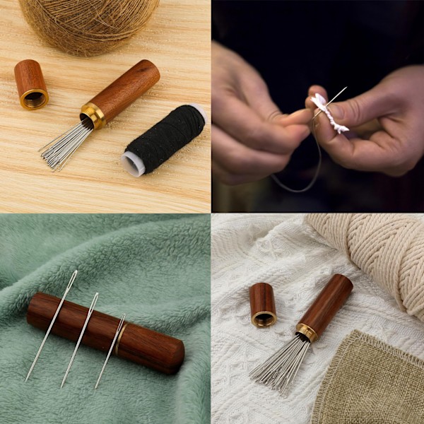 30 st stora ögats sy nålar, 6 storlekar broderi nålar, hand stickning nålar gobeläng nålar med trä nål fall självtrådande nål för