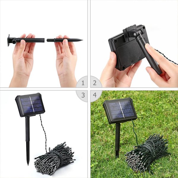 Solar Christmas String Lights LED - 72 Feet 200 LED 8 Modes Fair red light
