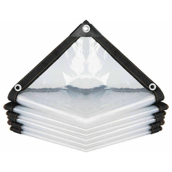 Transparent Vattentät Presenning med Öglor, PE Multifunktionell Regnbeständig Rivtålig Ultralätt Presenningstyg (Färg: Klar, Storlek: 200x200cm)