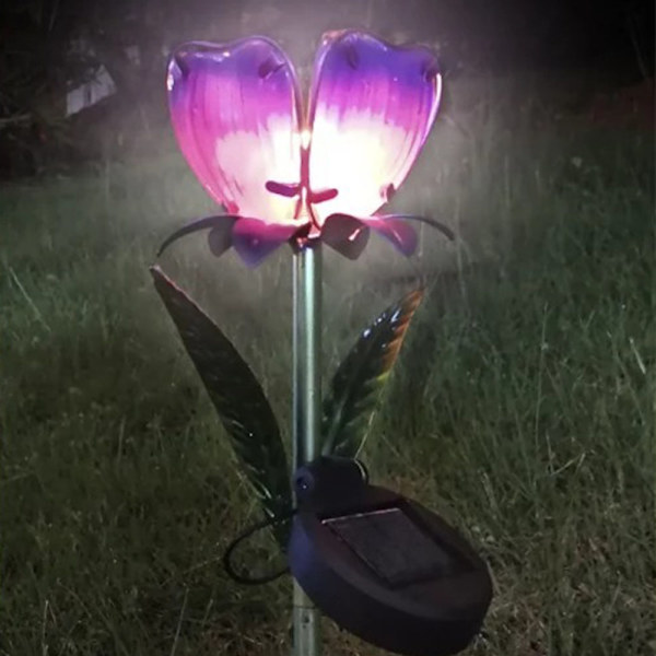 Solglas Blomsterpæle, 2-pak Solcelledrevne Havebelysning til Indkørsel