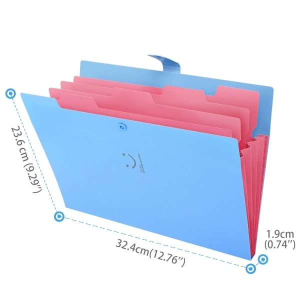 Utvidbar mappe, polypropylen, A4 og brevformat, med 5 lommer