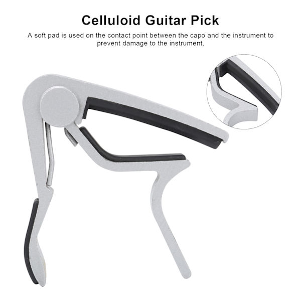 1 stk Gitar Capo + 5 stk Celluloid Plektere + Zink Legering Instrument Reparasjonstilbehør (Sølv)