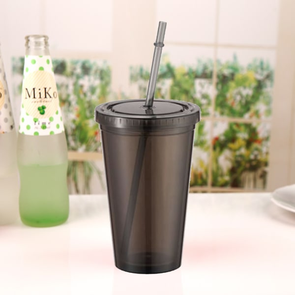 Dobbeltvegget Tumbler med Og Sugerør, Plast Tumbler Kopper,