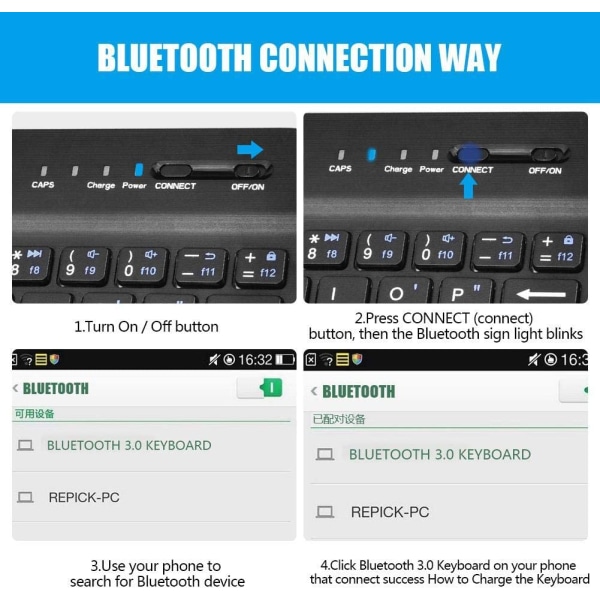 för telefon, Mini bärbar Bluetooth-tangentbord