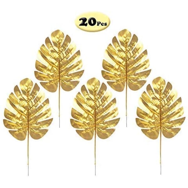 20 Pack Golden Palm Leaves Artificial Tropical Palm Leaves for