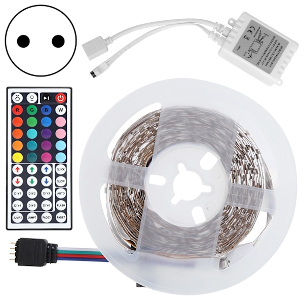 Vattentät RGB LED-strip för oändliga designmöjligheter, dubbla utgångar RGB-kontroller säkerställer dynamisk belysning, manuell 44-knapps fjärrkontroll,