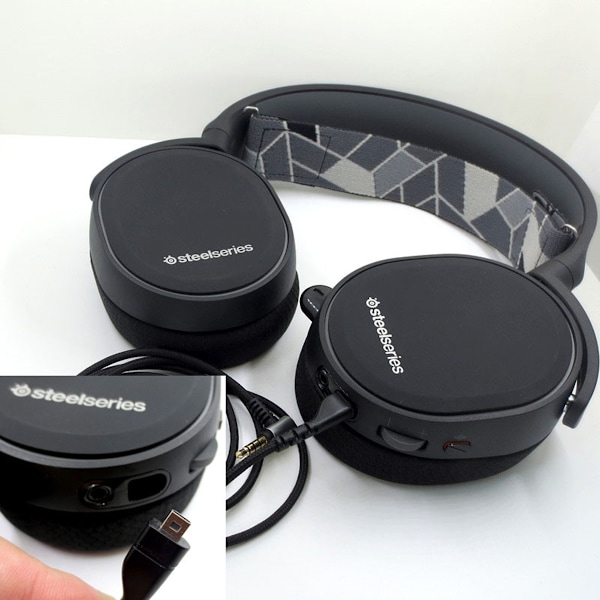 Reservekabel for lyd, kompatibel med SteelSeries Arctis 3 /Arctis 5/ Arctis 7 /Arctis Pro trådløse spillhodesett (lydkabel, svart)