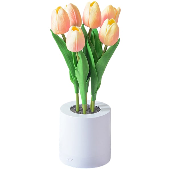 Oppladbar LED Tulip Nattlys Simulering Blomsterbunt Imitasjonslampe Soverom Sengen
