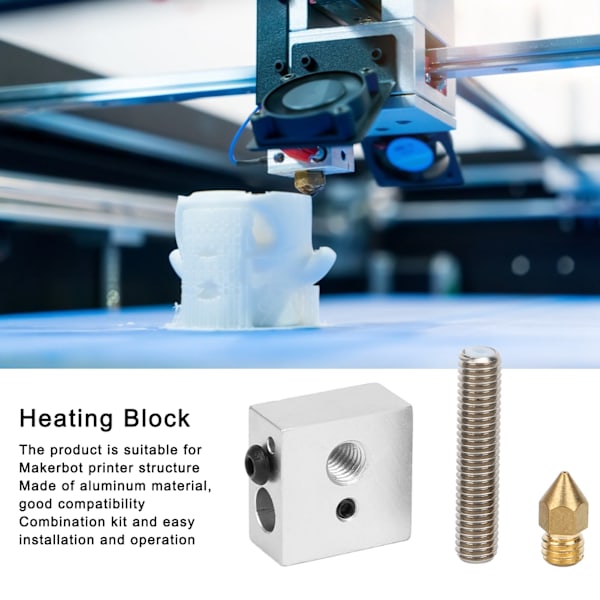 Aluminium Opvarmningsblok til Makerbot MK8 Hot End 3D Printer Dyses Halsrør Tilbehør