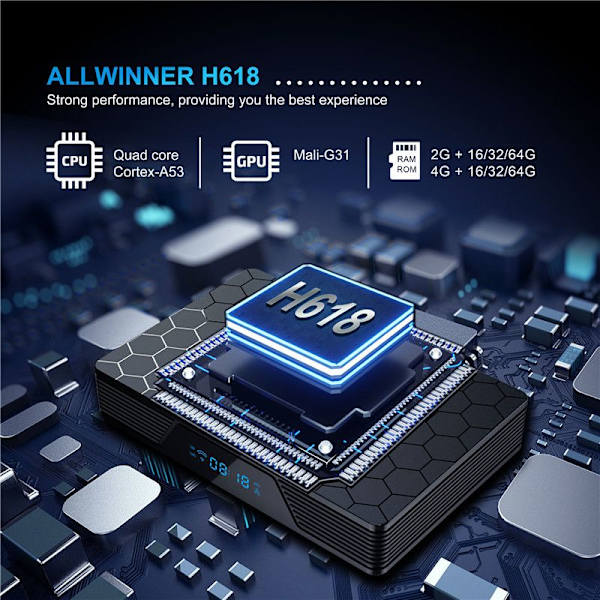 X98H PRO H618 Android12 4G/64G TV-boksi, Bluetoothilla ja WIFI6:lla