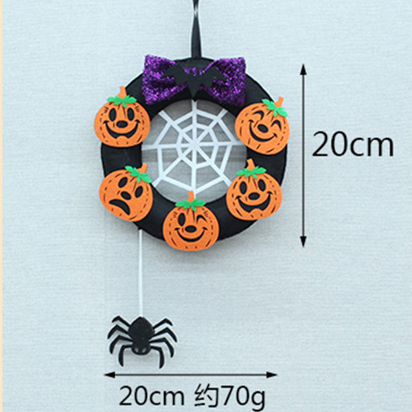 20cm Halloween-kranssi, ei-kudottu, kurpitsakranssi sisä- ja ulkokäyttöön