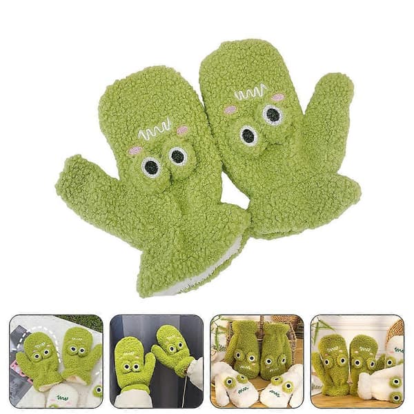 1 par vinterhandskar fluffiga handskar tecknade handskar varma handskar för barn