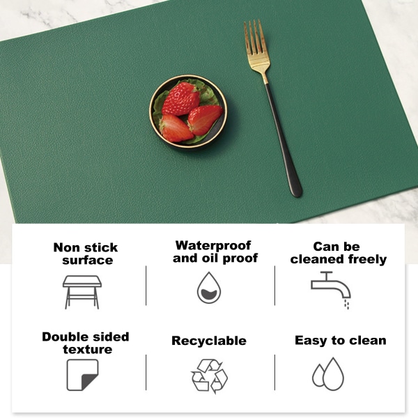 4 läder placemats, halkfria isoleringsmattor, hushållsbordsmattor, vattentäta hotellmattor för västerländsk mat, underlägg.