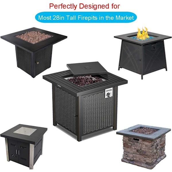 Saking Gas Fire Pit Table Cover Square 28 x 28 x 25 tuumaa -