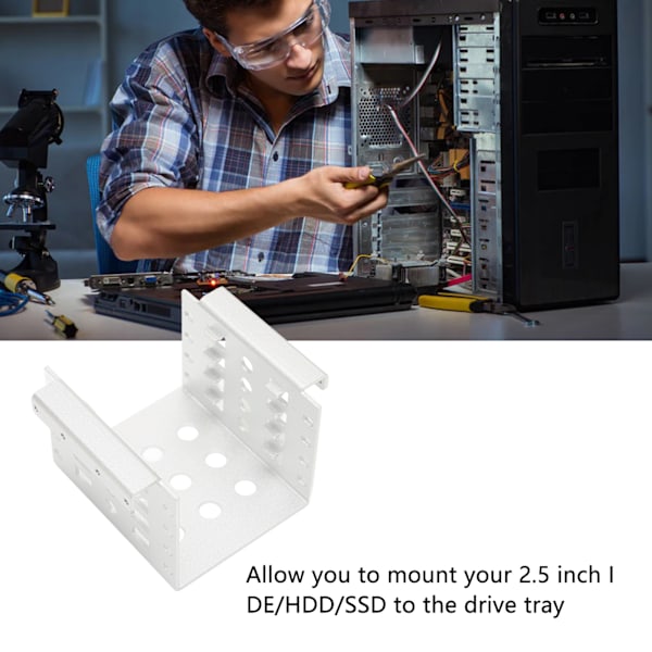 2,5-tums HDD-monteringsställ i aluminiumlegering, ihålig design, hög hårdhet, 2,5-tums hårddiskbur för 2,5-tums IDE HDD SSD silver