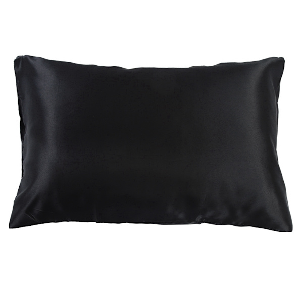Sengelinned Luksus Blødt Silke Satin Pudebetræk Sort Med Lynlås US Standard 51*66*2 cm