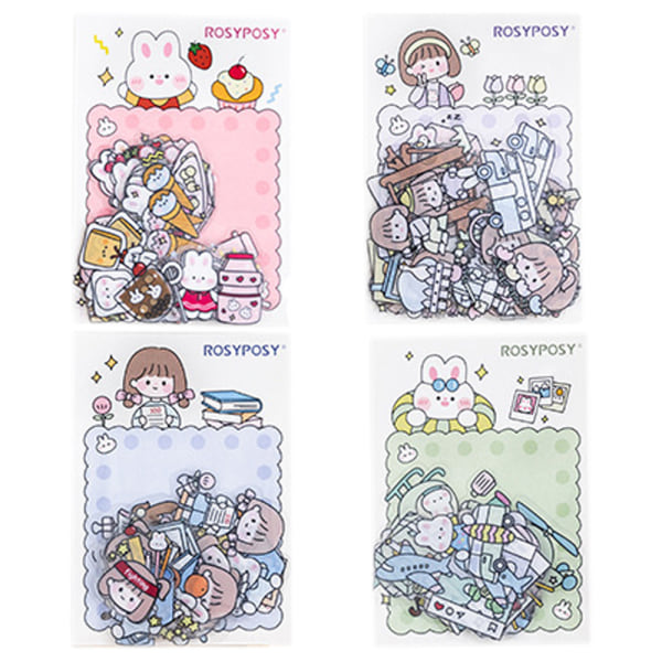 4pack Cartoon Stickers, Decorative Sticker for Scrapbooking, DIY