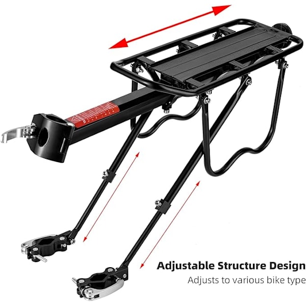 Baksykkelstativ Sykkellastestativ Full Hurtigutløsning Justerbar Sykkelbærer Sykkelbagasjestativ for Bakside av Sykkel Aluminium Legering 115 lbs Kapasitet