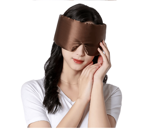 Justerbar dobbeltsidet sovemaske i silke kaffe coffee 37