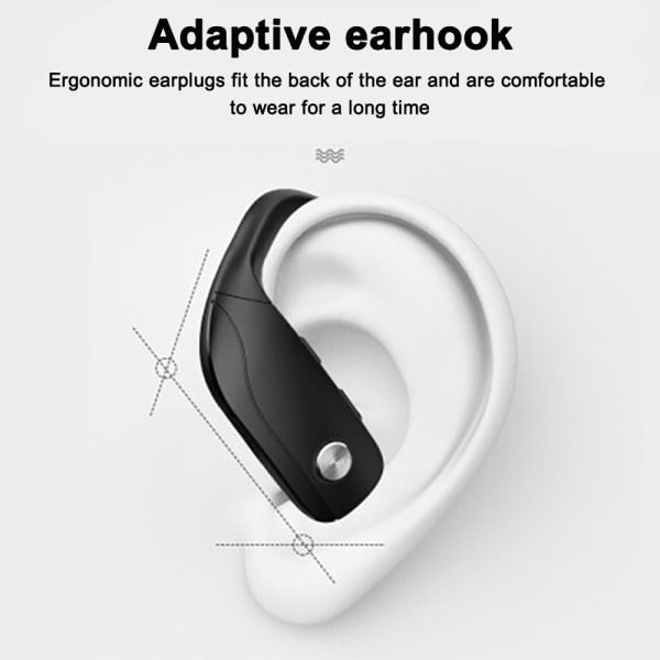 LED digitalt display Bluetooth hodetelefon med lang knapp, svart