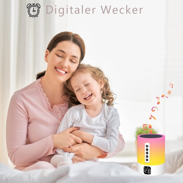 Bluetooth-högtalare med ljus väckarklocka med lätt touch dimbar