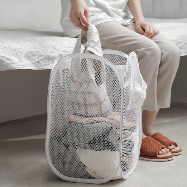 Bud Mesh Pop up Tvättkorg, Bärbar Hopvikbar Kläder