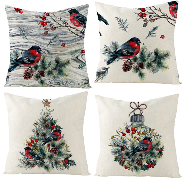 Christmas pillow cases, linen cushion covers, Christmas decorati