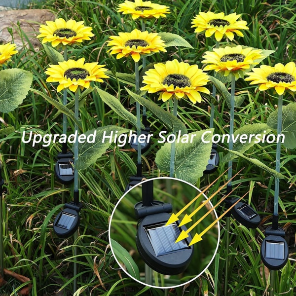 2 Pack Solar Sunflower Lights, ulkokäyttöön, sopii
