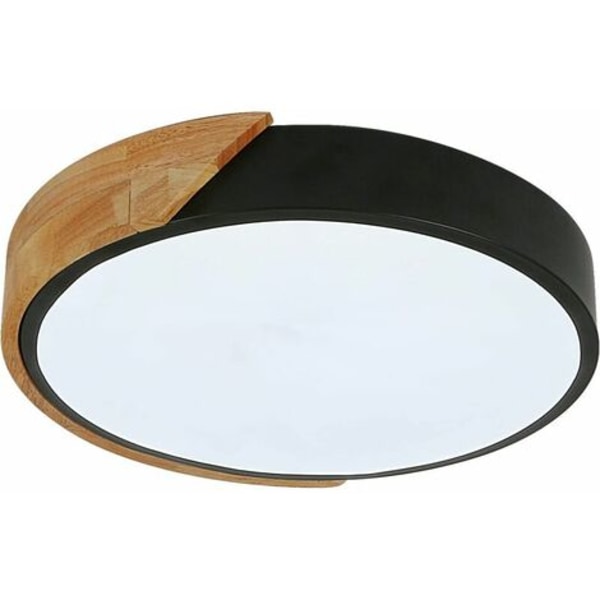 LED-loftslampe, 24W moderne træ-loftslampe rund kold
