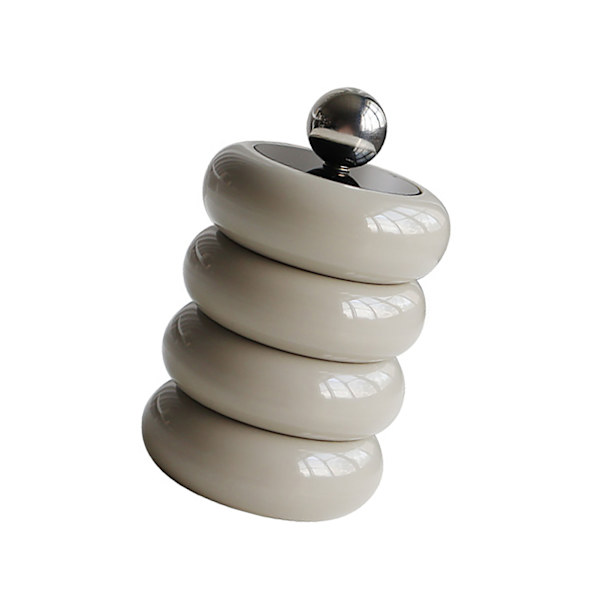 Nordisk stil holder dispenser skrivebord støvtæt vatpind opbevaringsbeholder donut form makeup opbevaringsboks med låg khaki 4 lag