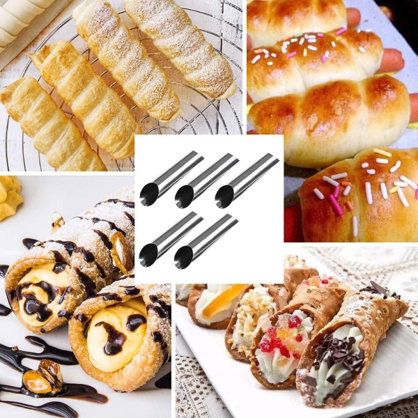 Cannoli-putki, ruostumattomasta teräksestä valmistettu cannoli-muotti, tarttumaton tanskalainen leivonnaismuotti, croissant-kuoricannoli