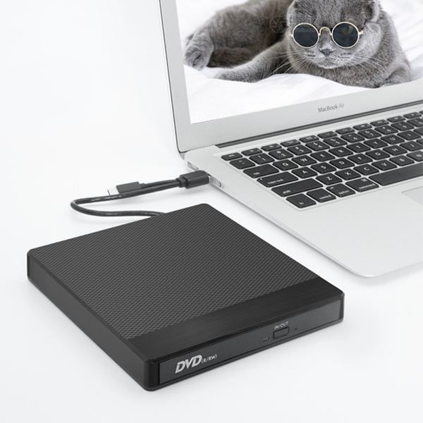 Extern DVD-enhet Typ-C, bärbar CD/DVD-spelare, brännare, skrivare med SD/TF-kortläsare för MacBook, bärbar dator, stationär dator, Windows, Mac OS