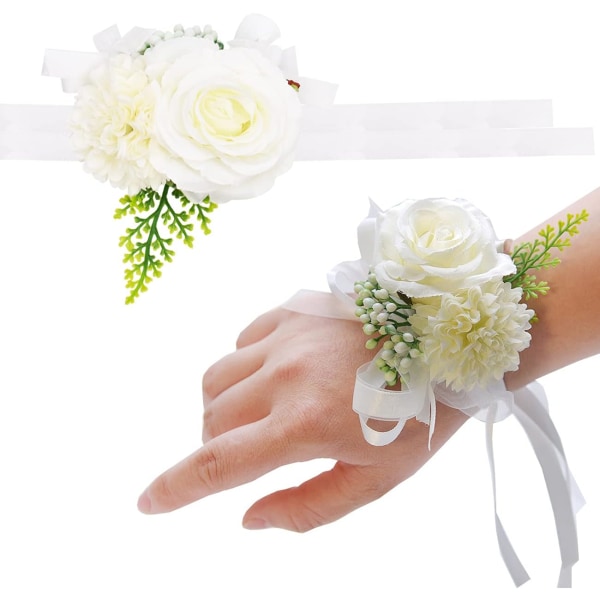 WENTS Rosen Blommor Handledskorsage Silver Bling Band Rhinestone