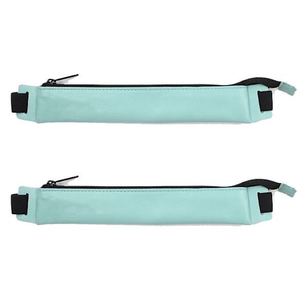 PU Læder Pen Blyant Pung Holder Stationery Lynlås Taske-blå