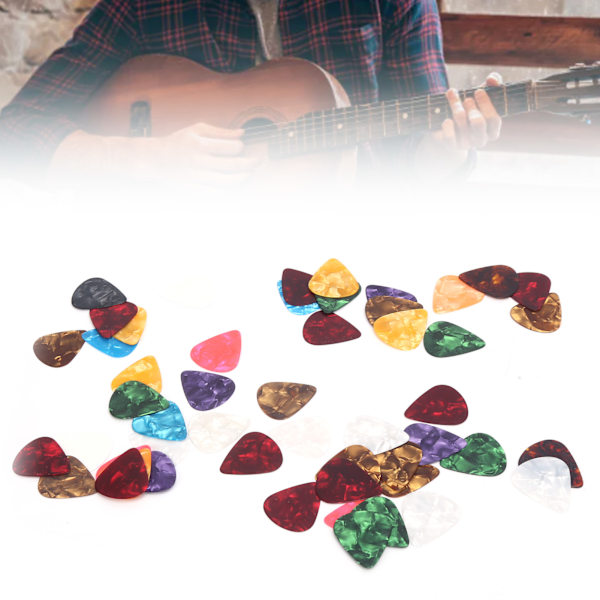 Guitar Pick Celluloid Portable UltraThin Light Performance Accessories for Teenager(50Pcs )