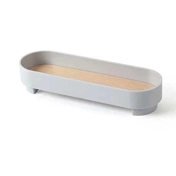 Narrow Arc Tray Simple Fashionable Versatile Decorative Home Oval Serving Storage Tray for Makeup Fragrance,Gray